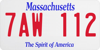 MA license plate 7AW112