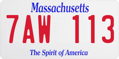 MA license plate 7AW113