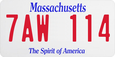 MA license plate 7AW114