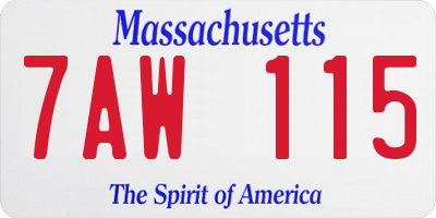 MA license plate 7AW115