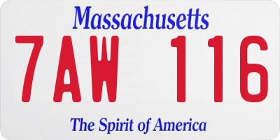 MA license plate 7AW116
