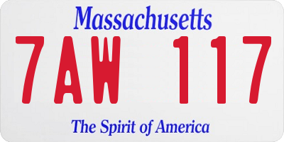 MA license plate 7AW117