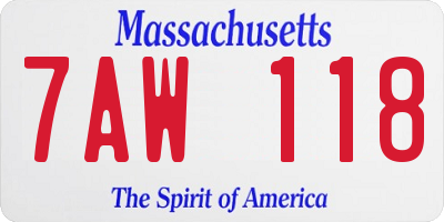 MA license plate 7AW118