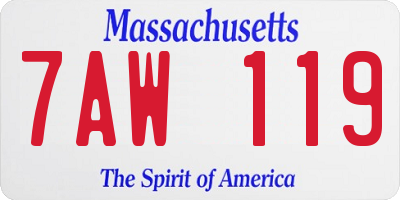 MA license plate 7AW119