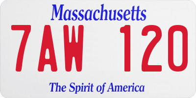MA license plate 7AW120