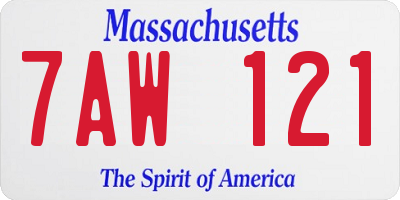 MA license plate 7AW121