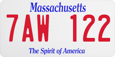 MA license plate 7AW122
