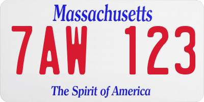 MA license plate 7AW123