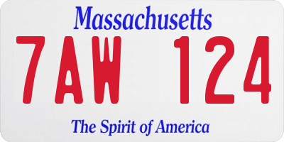 MA license plate 7AW124