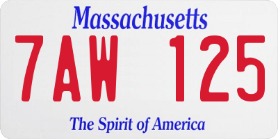 MA license plate 7AW125