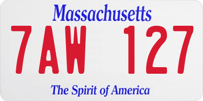 MA license plate 7AW127