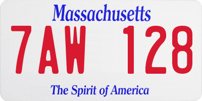 MA license plate 7AW128