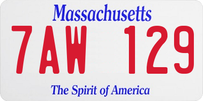 MA license plate 7AW129