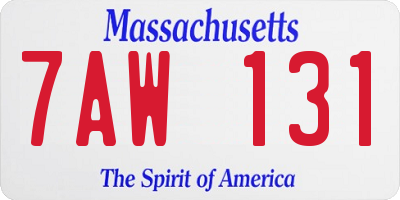 MA license plate 7AW131