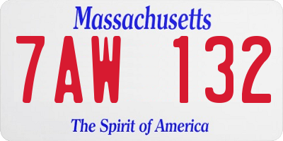 MA license plate 7AW132
