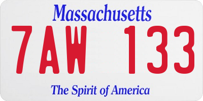 MA license plate 7AW133