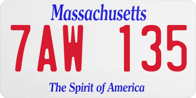 MA license plate 7AW135