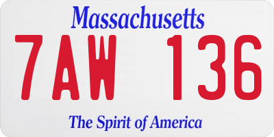 MA license plate 7AW136