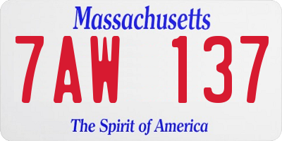 MA license plate 7AW137