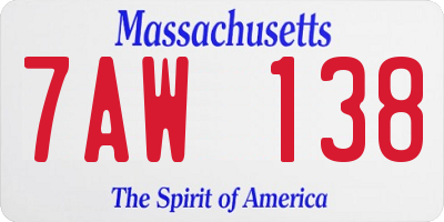MA license plate 7AW138