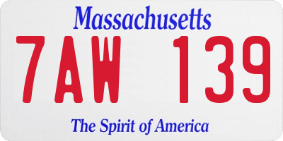 MA license plate 7AW139