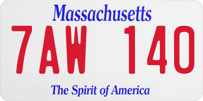 MA license plate 7AW140