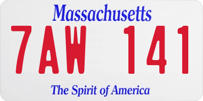 MA license plate 7AW141