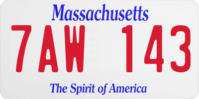 MA license plate 7AW143