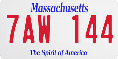 MA license plate 7AW144