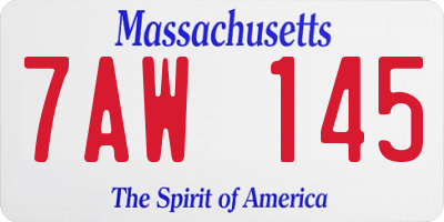 MA license plate 7AW145