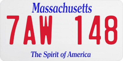 MA license plate 7AW148