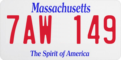 MA license plate 7AW149