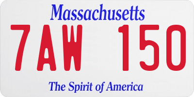 MA license plate 7AW150