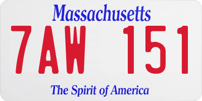 MA license plate 7AW151