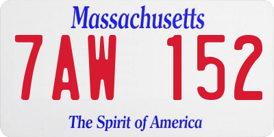 MA license plate 7AW152