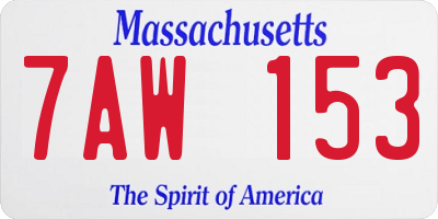 MA license plate 7AW153