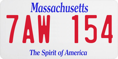 MA license plate 7AW154