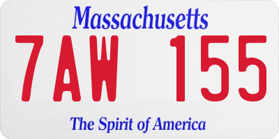 MA license plate 7AW155