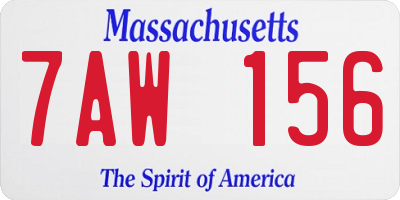 MA license plate 7AW156