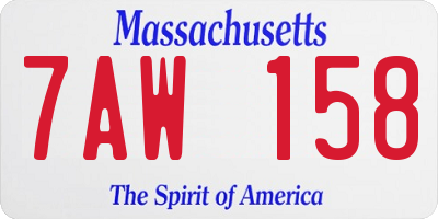 MA license plate 7AW158