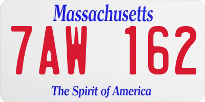 MA license plate 7AW162