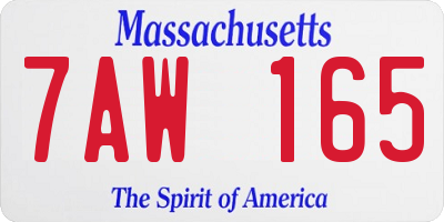 MA license plate 7AW165