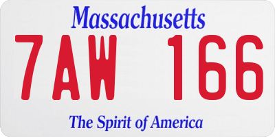 MA license plate 7AW166