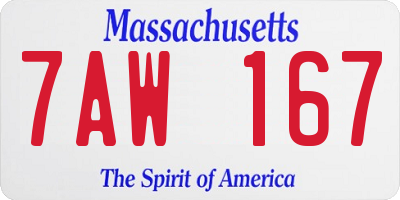 MA license plate 7AW167
