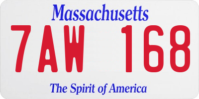 MA license plate 7AW168