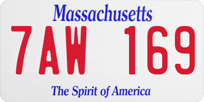 MA license plate 7AW169