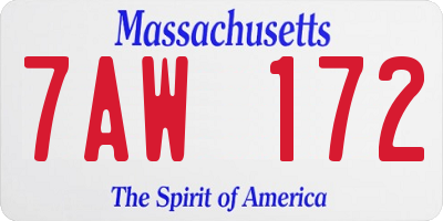 MA license plate 7AW172