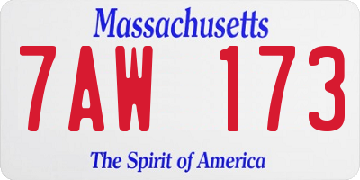 MA license plate 7AW173