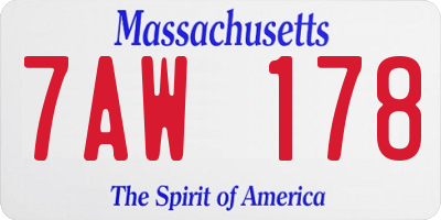MA license plate 7AW178
