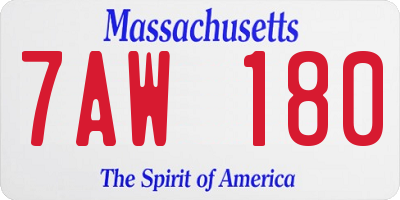 MA license plate 7AW180